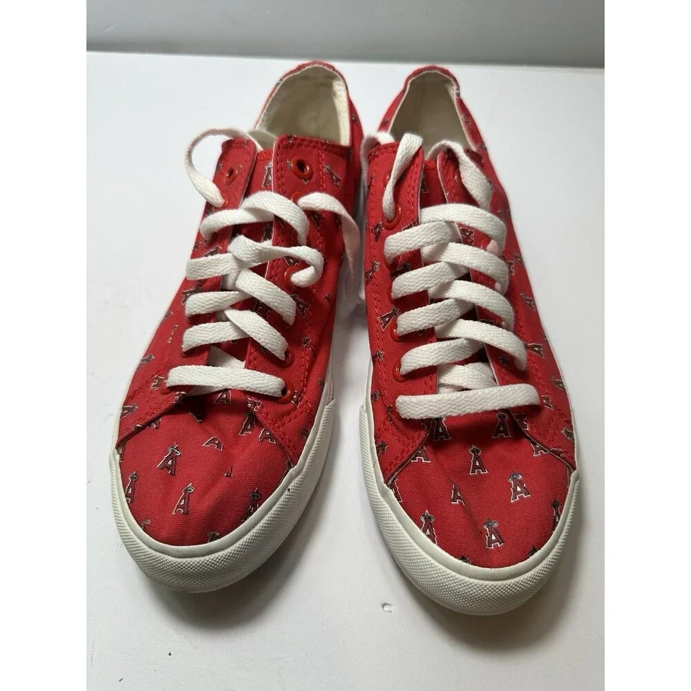 Anaheim Angels Sneakers Womens 8 Red Canvas Low Top Shoes MLB Baseball Unisex